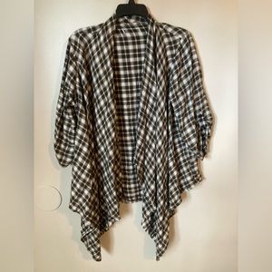 Knox Rose Plaid Print Cardigan 3/4 Sleeves Women’s L